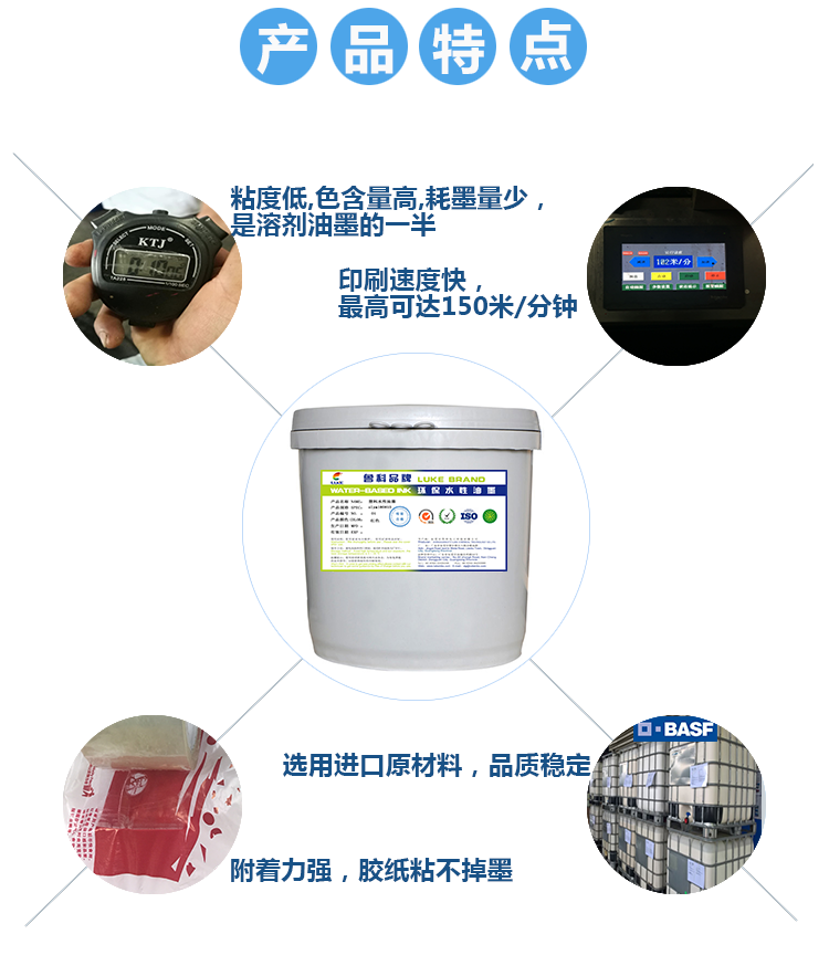 魯科水性塑料油墨産品特點